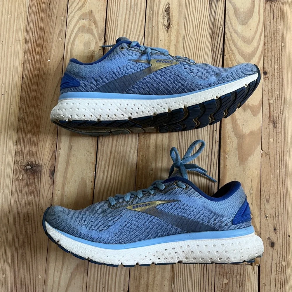 Brooks Glycerin 18 Womens Running Shoes Blue Gold 1203171B470 Size 9.5 Medium B